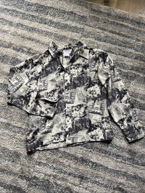 Vintage Tess Black & White Silk Button Down.